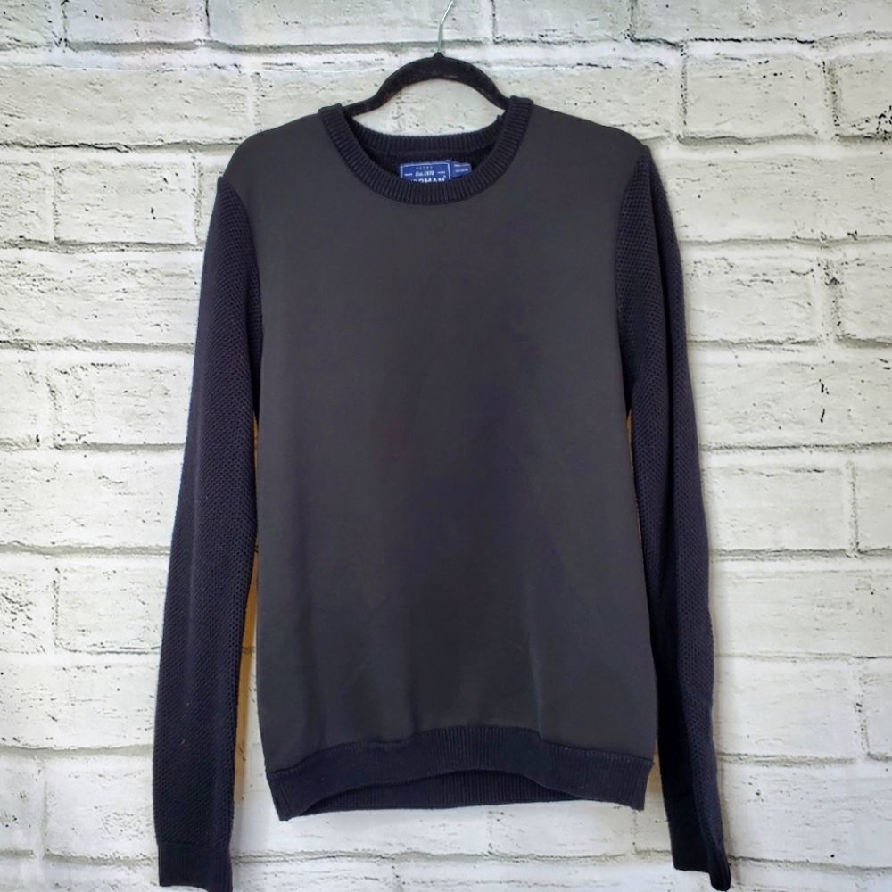 Topman crewneck black knit sleeve sweater medium